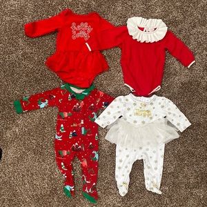 COPY - Set of 4 - Christmas 3-6 Mo Footies/Rompers